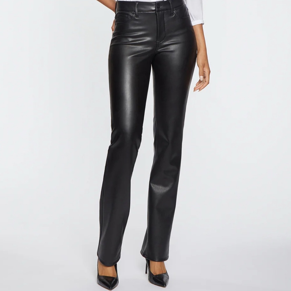 NYDJ Faux Leather Marilyn Straight Pants in Petite - 12P (NWT)